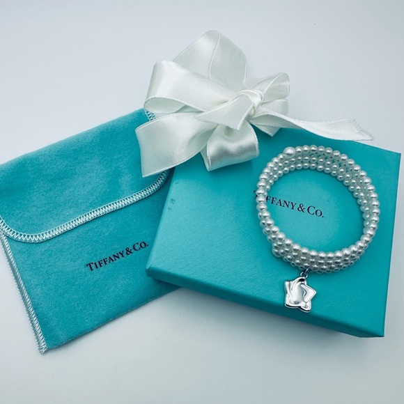 Tiffany & Co. Peretti Multi Row Star Charm Pearl Wrap Bracelet Silver Packaging - Picture 10 of 10